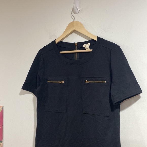 J Crew zippered dress black gold hardware‎ has stretch size 6 - Picture 2 of 6